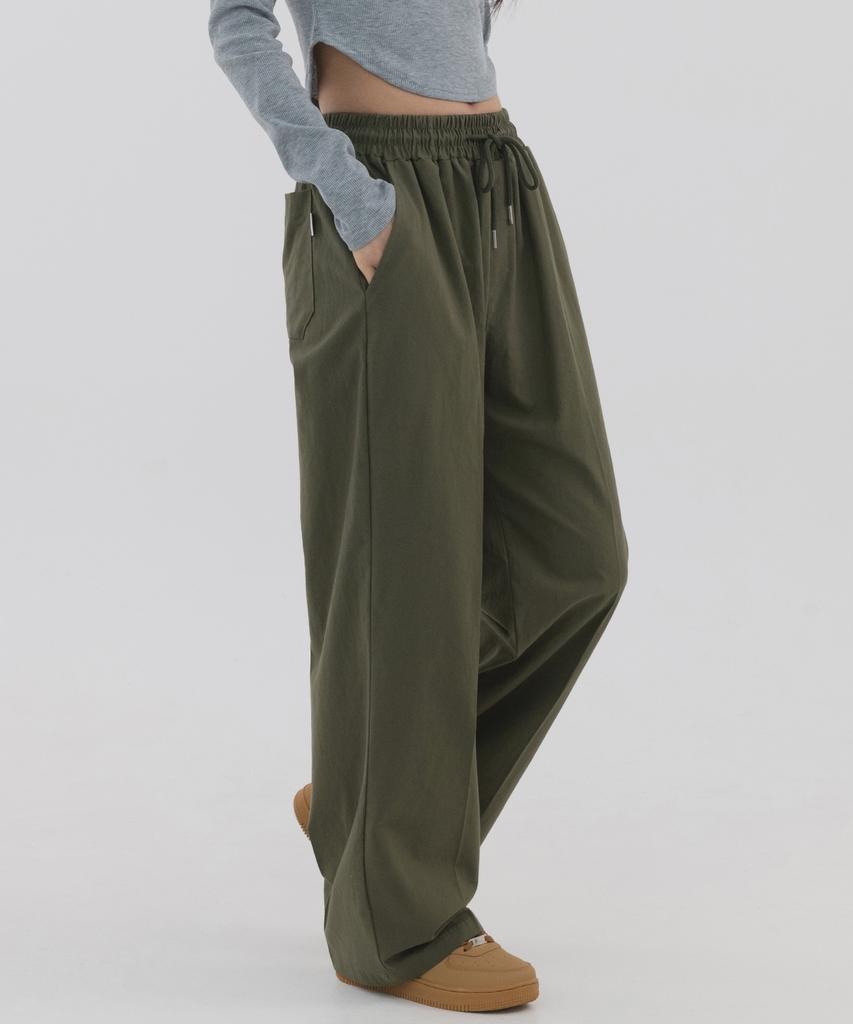 PIANER Linen-Like Semi-Wide Pants (Khaki)