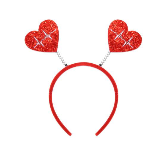 Ободок на голову в виде сердца на День святого Валентина, блестящий красный аксессуар для волос в виде сердца для Хэллоуина, праздника, свадьбы, дня рождения, костюма