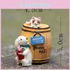 Cartoon Cute Wine Barrel Cat And Dog Mini Model Ornament For Garden Decoration