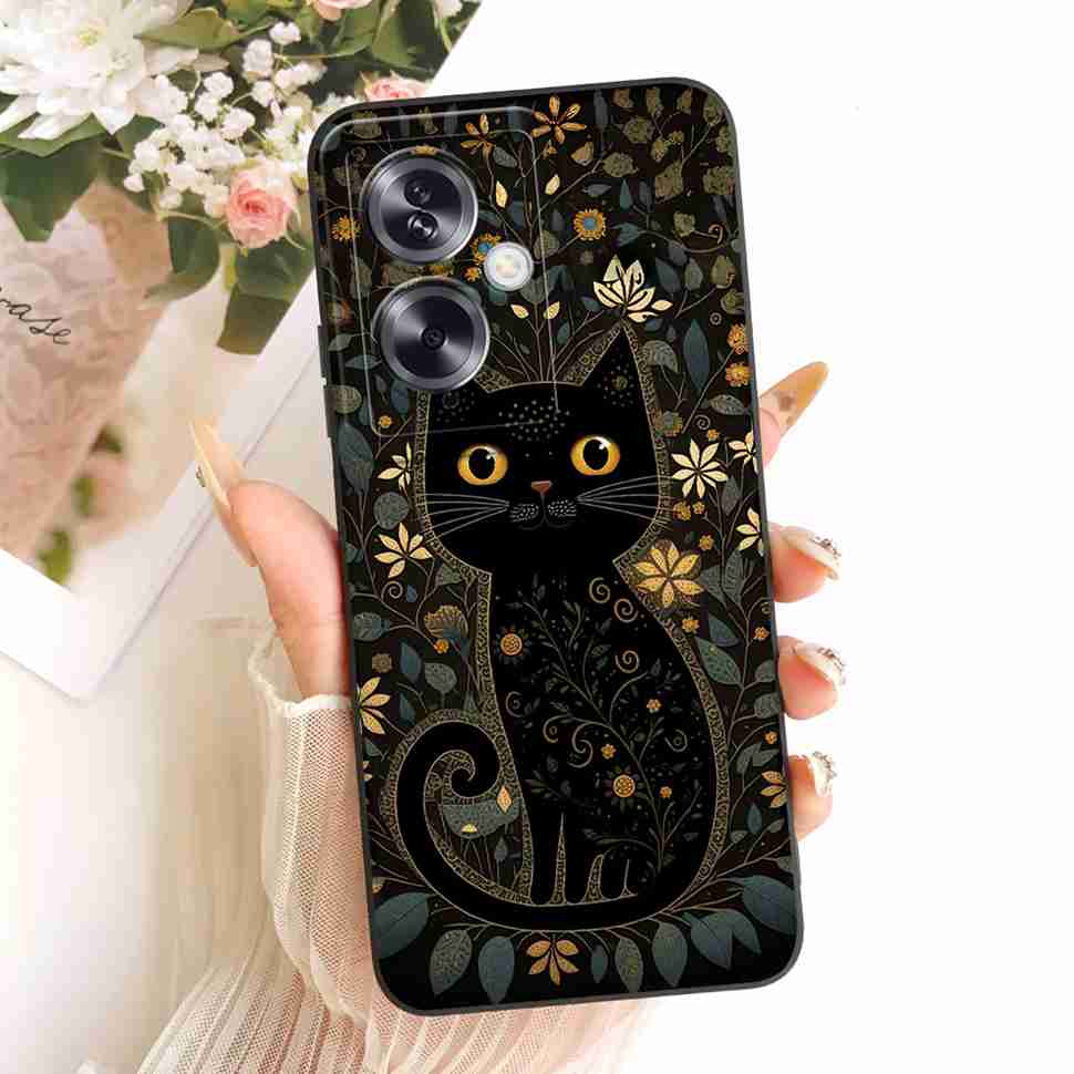 For Oppo A79 5G Case Cartoon Cat Retro Style Silicone Cover For Oppo A79 CPH2553 CPH2557 Shockproof Phone Cases Bumper