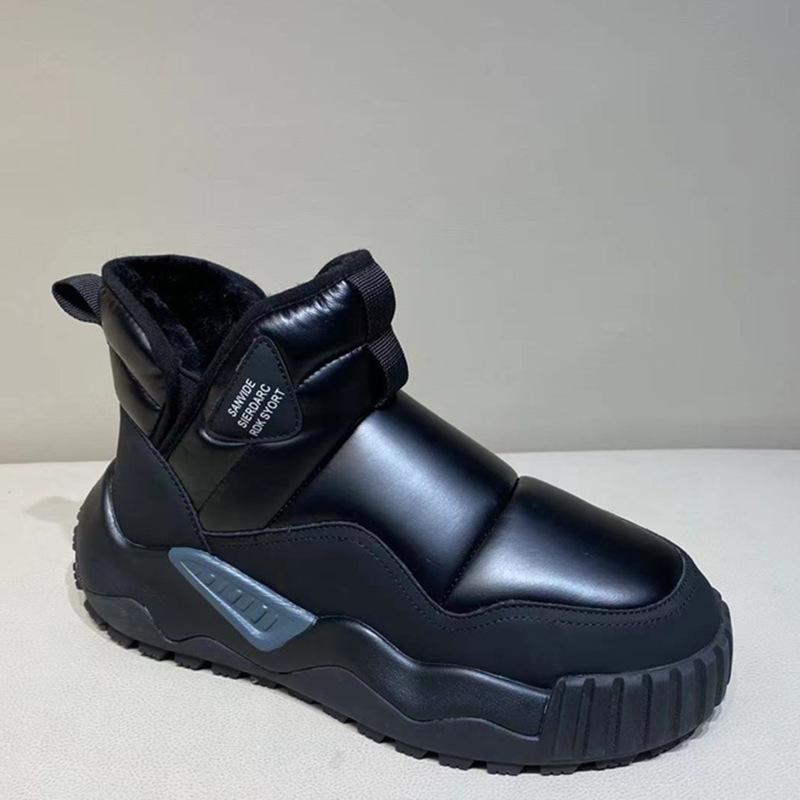 Мужские зимние теплые пушистые зимние ботинки, легкие нескользящие ботинки с подкладкой из искусственного меха, повседневные удобные короткие ботинки из искусственной кожи для ходьбы