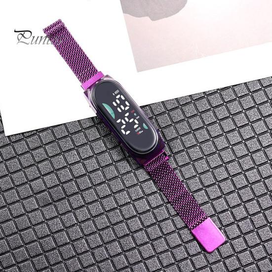 Светодиодные цифровые часы Водонепроницаемые магниты из нержавеющей стали Сенсорный экран Разборчивый циферблат Высокоточный длинный циферблат Спортивные наручные часы унисекс с батарейным питанием