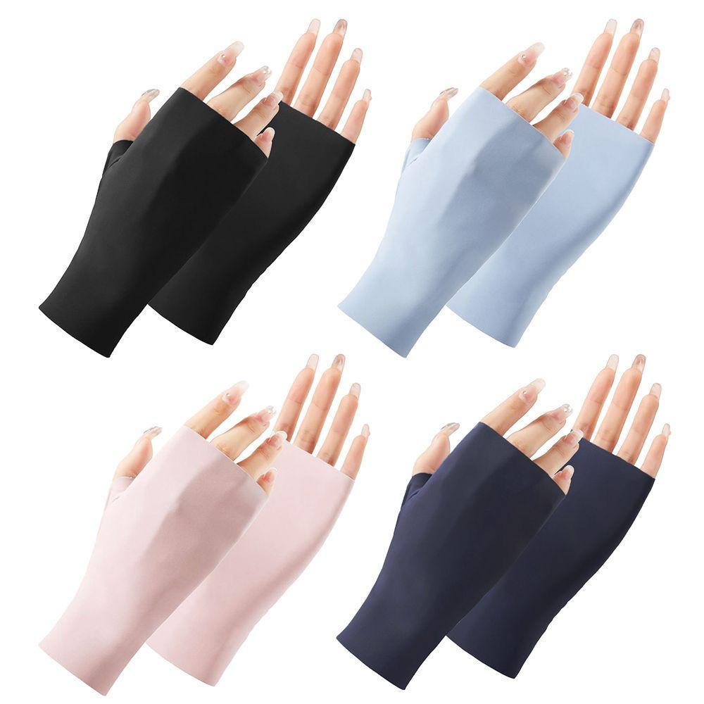 1 pair Women Thin Outdoor Touch Screen Sun Protection Gloves Driving Mitten Ice Silk Glove