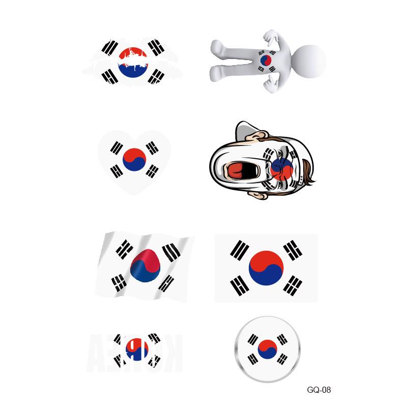 National Flag Water Transfer Printed Waterproof Tattoo Stickers for European Cup America's Cup Football Fans Face Stickers