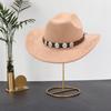 Western Cowboy Hat for Men And Women Shapeable Wide Brim Cowgirl Hat Rolled-Up Felt Fedora Hat with Stone Band