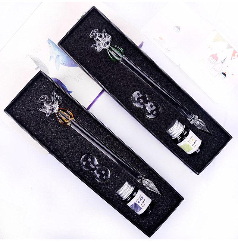 Colored Glass Dip Pen Gift Box - Signature & Creative Swatch Pen