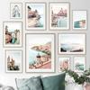 Venice Amalfi Coastal City Poster River Waterfall Canvas Painting Nordic Bedroom Art Wall Picture For Livingroom Home Decoration