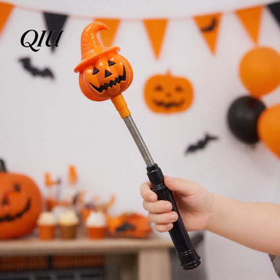 Flashing Halloween Light Party LED Glow Stick for Kids, Spooky Pumpkin Ghost Kids Safe Lighted Up Rod with Spring Holiday Favors Bendable Toy