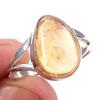 Natural Citrine Gemstone Handmade 925 Solid Sterling Silver Ring Size 8 c3S38