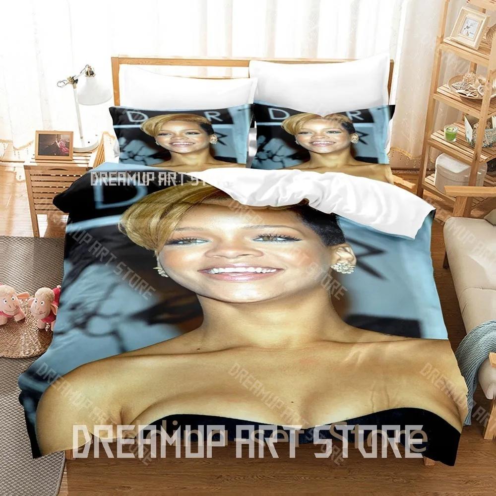 3D Print Singer R-Rihanna Bedding Set Single Twin Full Queen King Size Bed Set Adult Bedroom Duvetcover Sets Anime Bed Shee