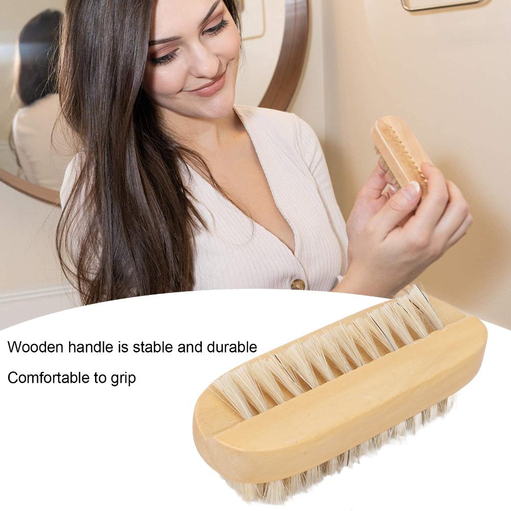Double Sided Nail Cleaning Brush Wooden Fingernail Care Brush Household Personal Cleaning