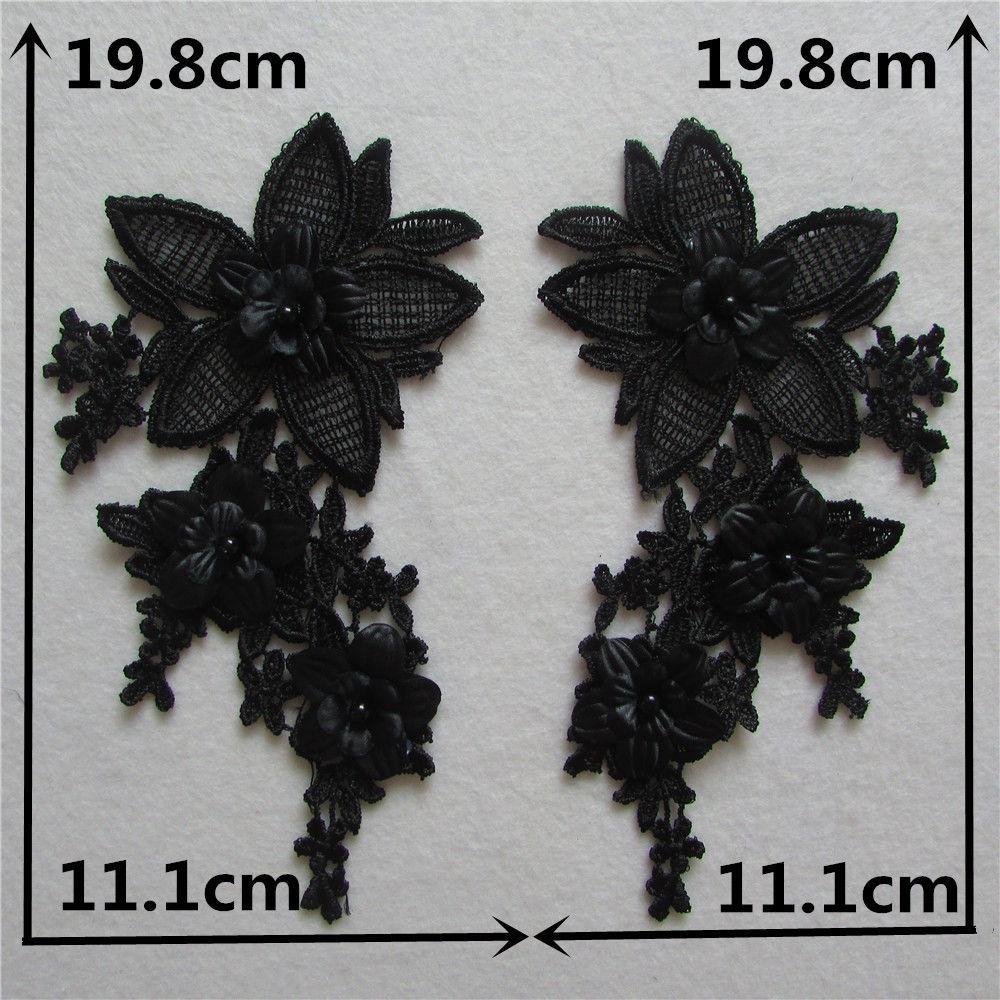 Black And White I Polyester Embroidery Hollow Pair Of Flower Beads Drilling Sewing Lace Diy Collar Decorative Clothing Accessories