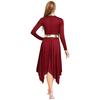 Metallic Patchwork Dress for Women Long Sleeve Worship Praise Tunic Irregular Hem Dance Costume
