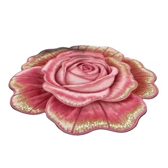3D Flower Area Rug Absorbent Quick Dry Irregular Plush Floral Floor Mat Washable Non-slip Living Room Bedroom Bathroom Kitchen Decoration Carpet