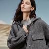 ELLE Длинное пальто с капюшоном из смеси альпаки и шерсти