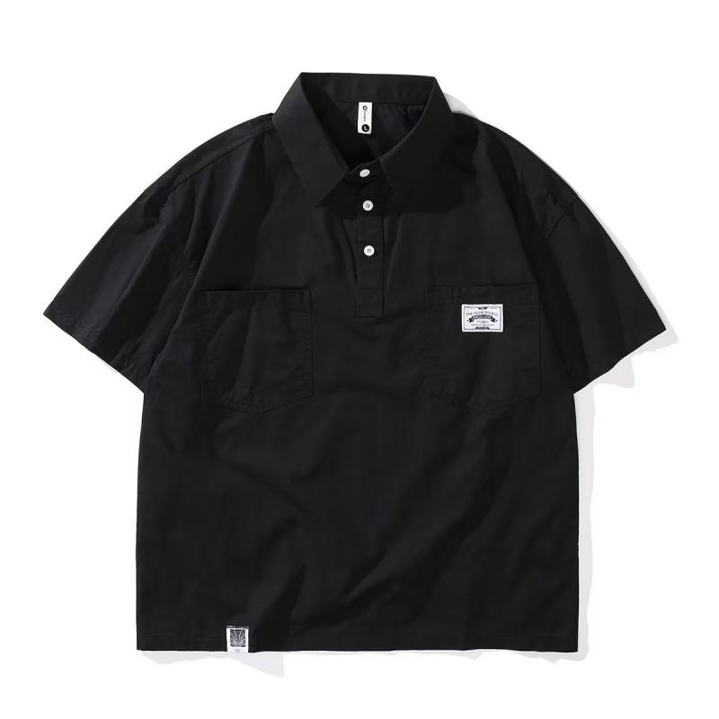 Short-sleeved Polo Shirt For Men In Spring And Summer Work Shirt Japanese Retro Lapel Half-sleeved Design T-shirt Handsome Shirt