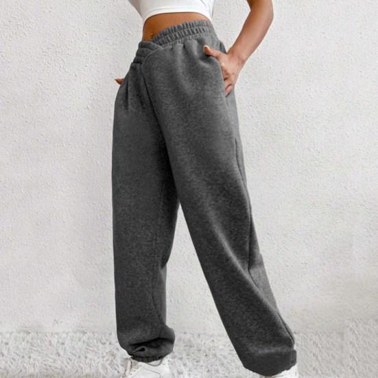 Женские спортивные штаны с высокой талией, свободные спортивные штаны с карманами, кроссоверы, спортивные штаны, удобные брюки для тренировок