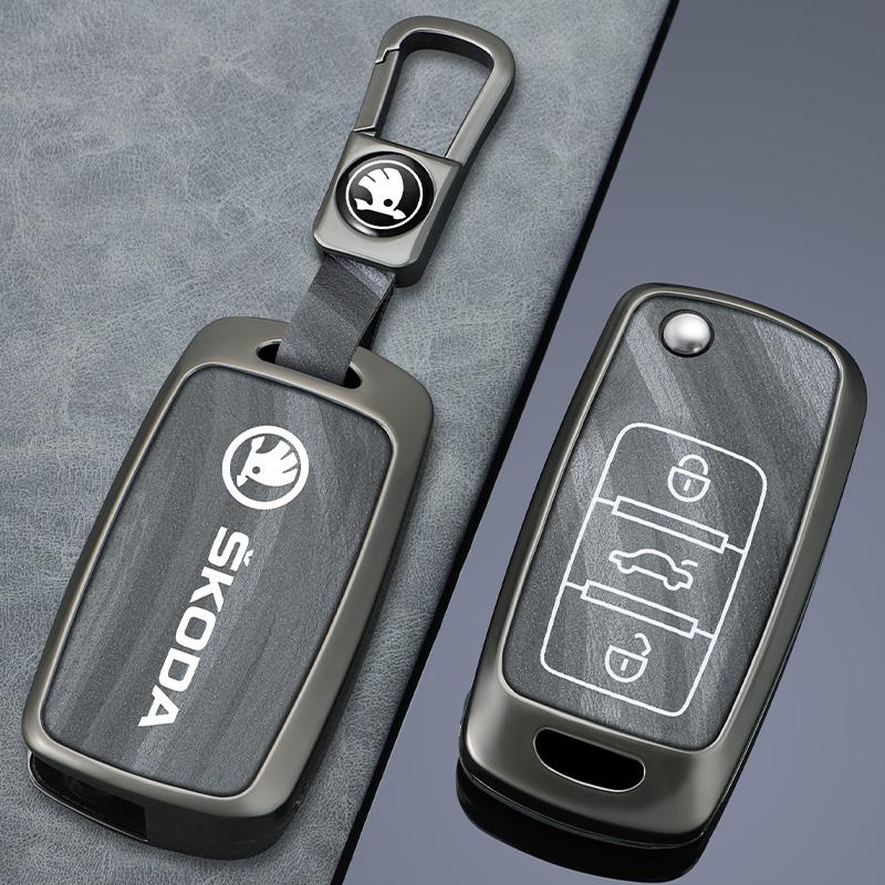 JKFB8 Car Flip Remote Key Fob Case Cover for Skoda Octavia A5 A7 Fabia Superb Kodiaq Karoq Protector Holder Shell Keychain Accessories