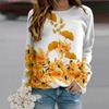 Fall Autumn Women'S Fashion O Neck Long Sleeve T-Shirt Loose Clothes White Fan Rose Print T Shirt For Girls Street
