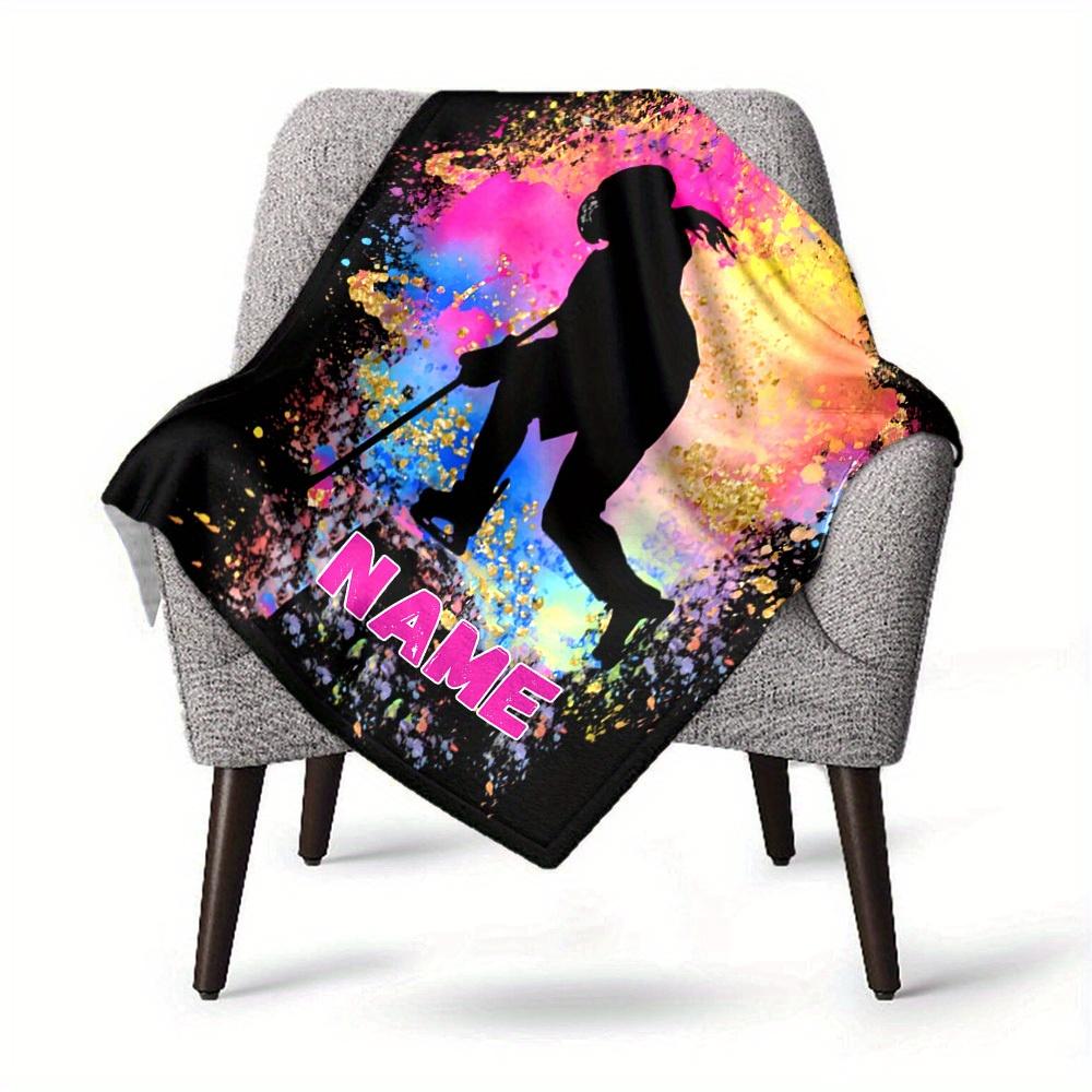 Custom Name Roller Skating Blanket Comfortable Soft Lightweight Allseason Multipurpose Blanket For Picnics Sofas Offices Beds Living Rooms Suitable As