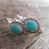 Electroplating Vintage Earrings Great Gift Small Blue Turquoise Bohemian Clip