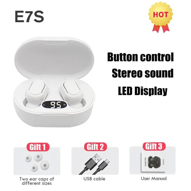 E7S TWSWireless Bluetooth Earphones HiFi Stereo Noise Cancelling Sport Mini Earbuds Headset with Mic Compatible with Smartphones