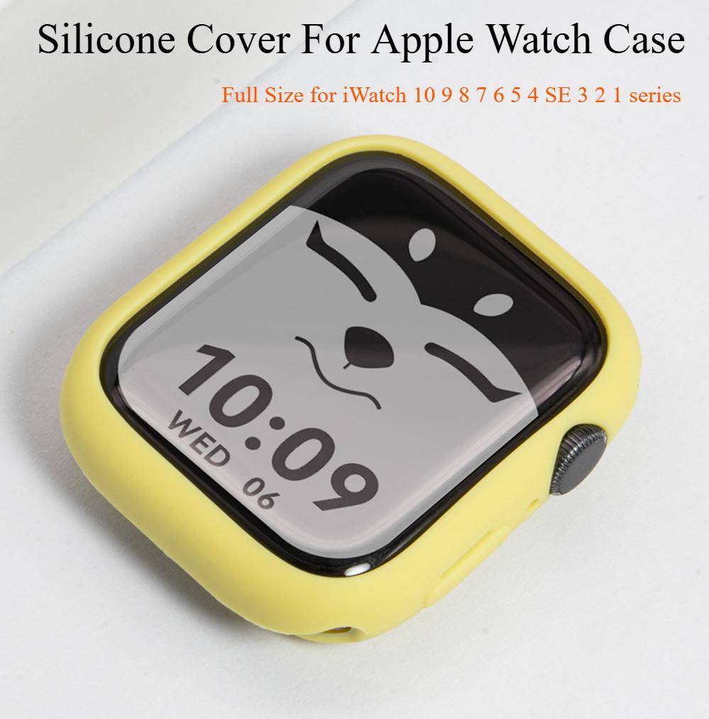 Силиконовый чехол для Apple Watch Case 10 42мм 46мм 44мм 40мм 45мм 41мм Аксессуары Бампер Защитная оболочка iWatch series SE 6 7 8 9