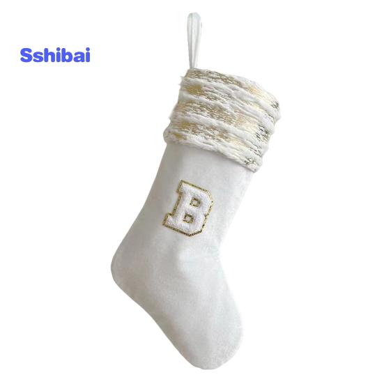 Рождественский чулок с вышивкой и ремешком, износостойкие носочки большой емкости с рождественскими буквами, подвесное украшение