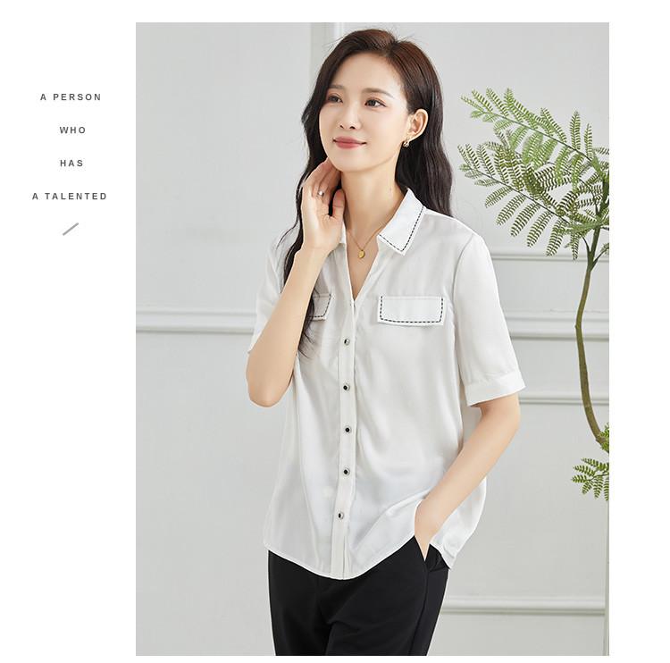 [Shirt] Summer collar solid color hanging shirt temperament commuting thin women's top