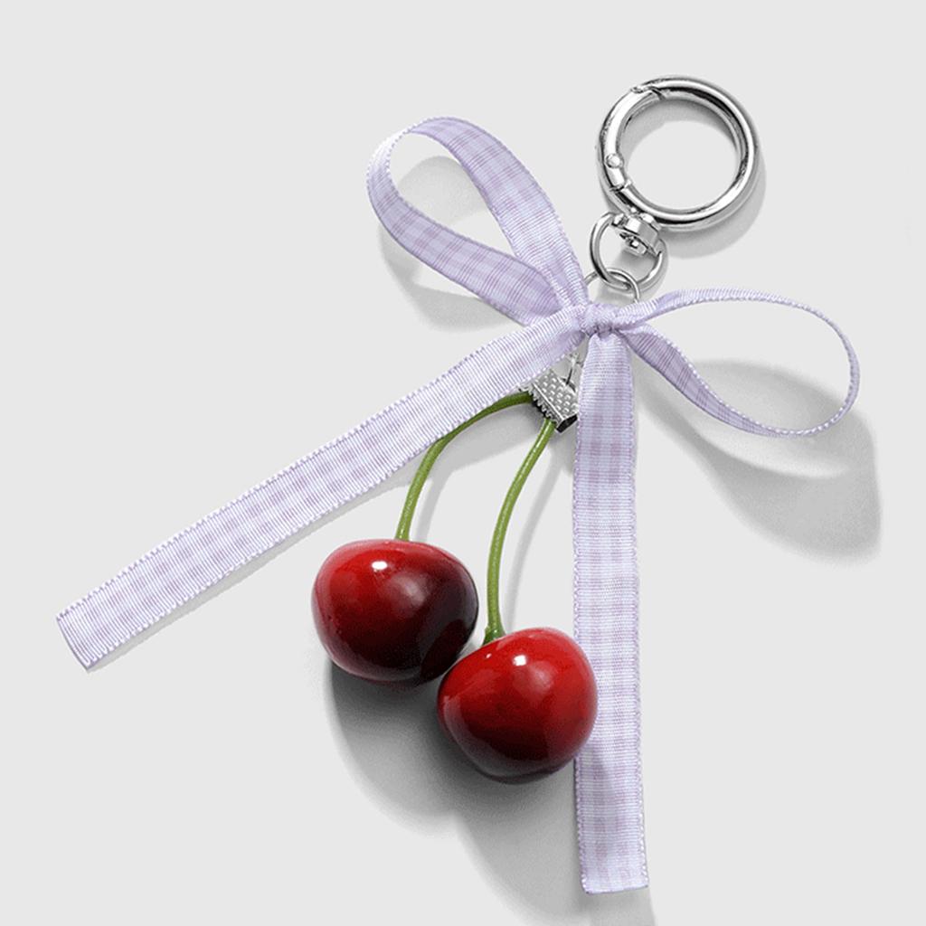 Модная подвеска в виде сумки из искусственной вишни, имитация фруктов, брелок для ключей с бантом из ленты для повседневного использования