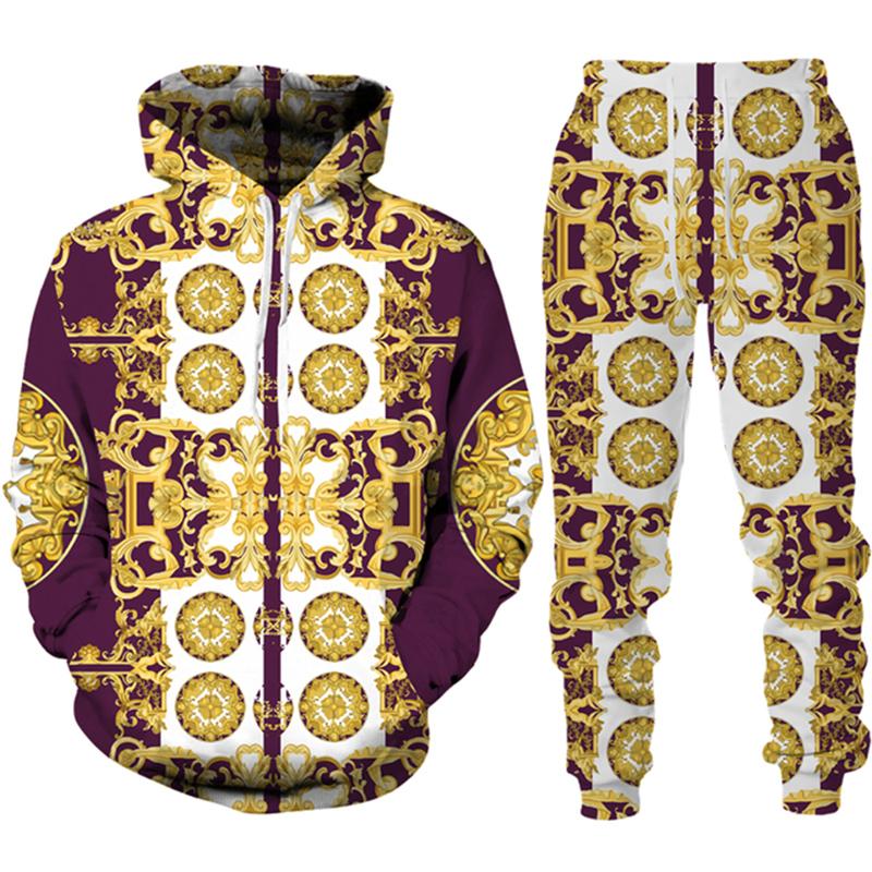 Золотой Пномпень, мужской спортивный костюм с 3D принтом в стиле хип-хоп, толстовка с длинными рукавами, брюки, костюм, весенне-осенний мужской комплект спортивной одежды для бега