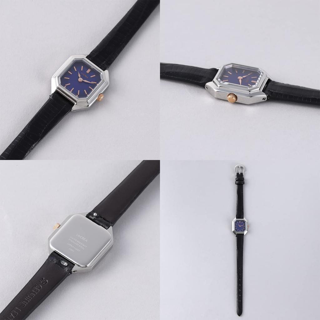 Solar Watch for Made In Lecrea Genuine Lizard Leather [LCREA] LC2004-SS Women, Japan, (CARRE/Silver, Strap/LC2004-SSTBK)