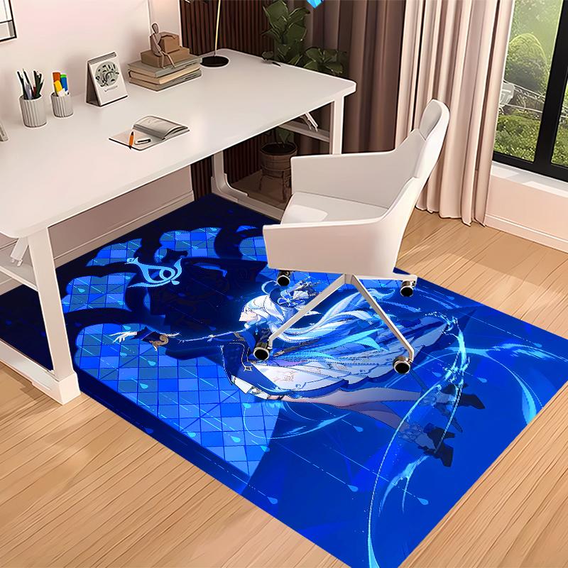 1pc Genshin Impact Furina Print Area Rug - Soft, Washable Non-Slip Indoor Mat for Office Chairs, Living Room, Home Office Decorative Rug