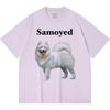 Футболка из 100% хлопка плотностью 230 г/м2 с принтом самоеда, забавная футболка из чесаного хлопка в стиле Харадзюку