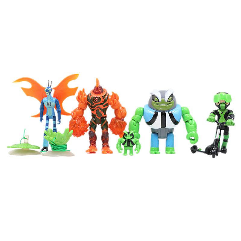 8 Pcs/Set 10-12cm Ben 10 Figure Anime Periphery Wildmutt Four arms Grey Matter Upgrade With light Doll Model Ornaments Gifts