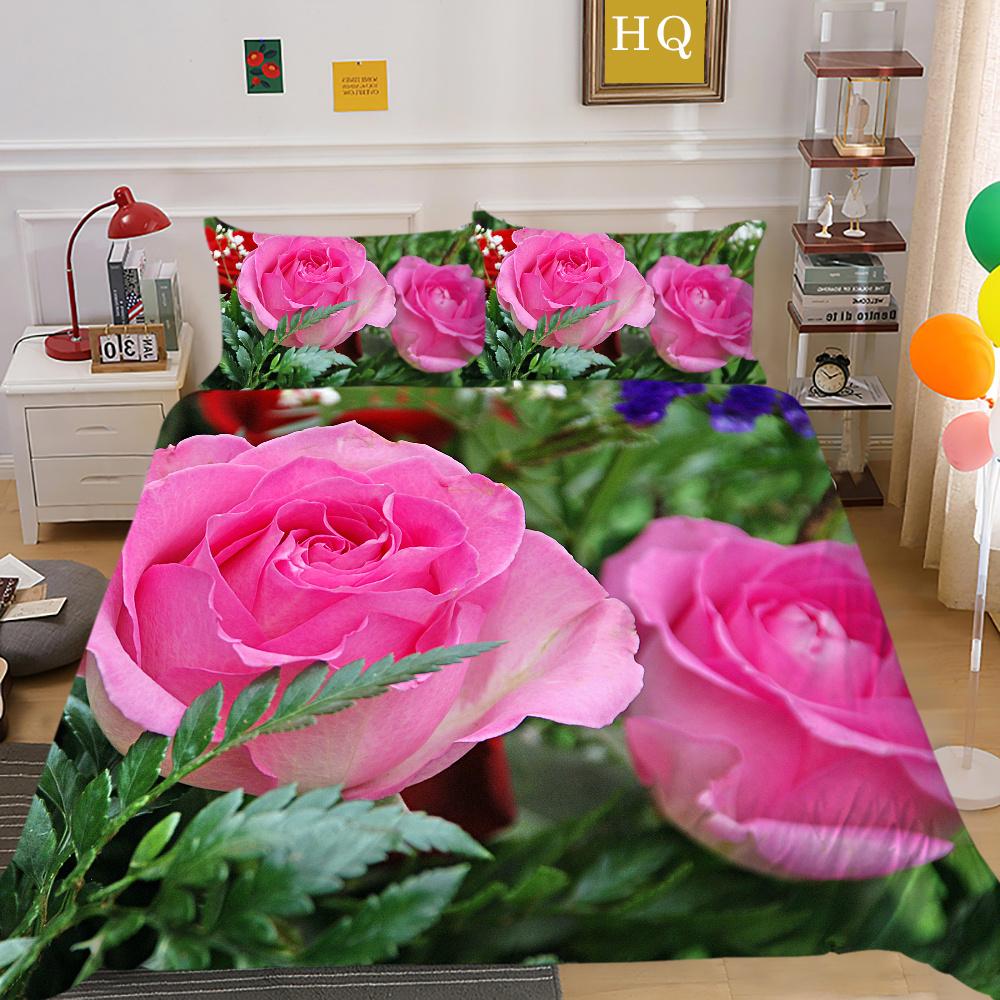 Комплект одеял с 3D принтом цветов, двойной размер, домашнее постельное белье из микрофибры, подростковая мода, высококачественный домашний текстиль