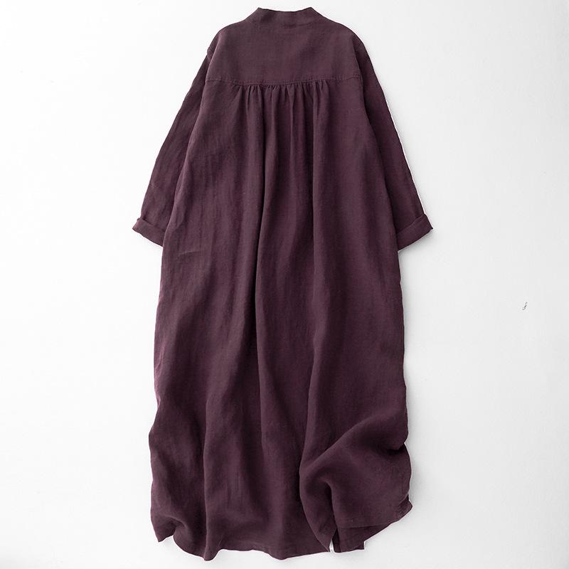 Женское хлопково-льняное платье с V-образным вырезом цвета бордо, с открытой передней частью, с длинными рукавами, облегающее, весна/осень 2025