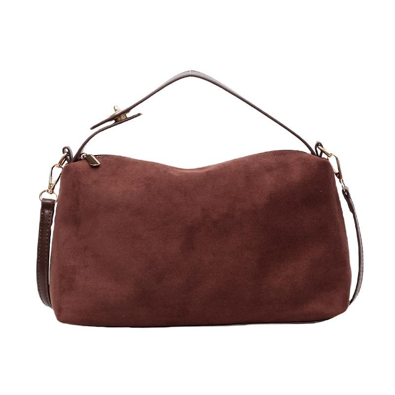 Vintage Matte Handbag Niche Underarm Bag Women's Winter New Shoulder Tote Bag Versatile Suede Messenger Bag