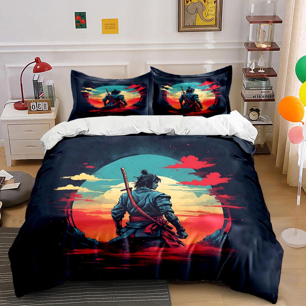 "Samurai's fiery horizon." Bedding sets Duvet covers Pillowcases(1* Duvet Cover 2* Pillowcases without duvet insert)