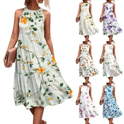 Женские летние платья без рукавов с принтом ко Дню святого Валентина, свободные, повседневные, с висячим вырезом, пляжные платья