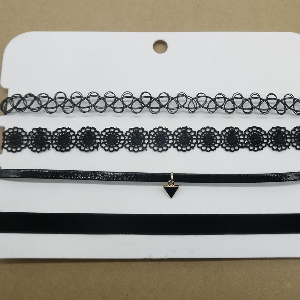 12pcs/pack Rainbow Chokers Necklace Retro Vintage Necklaces Lightweight Portable Girls Punk Exquisite Elastic Collars