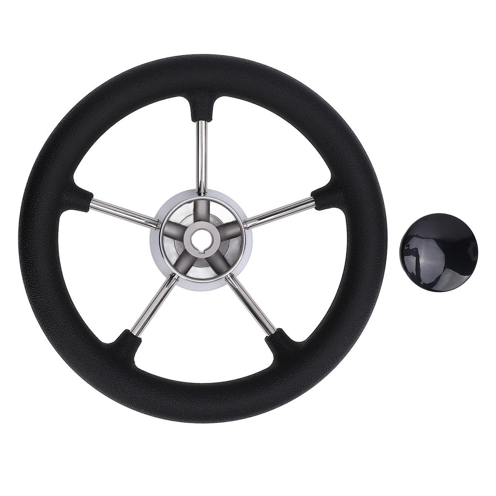 11-дюймовый руль для лодки, 5 спиц, 25 градусов, нержавеющая сталь, морской руль с центральной крышкой