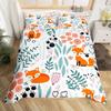 Cute cartoon fox pattern duvet cover set suitable for children's bedroom decoration bedding