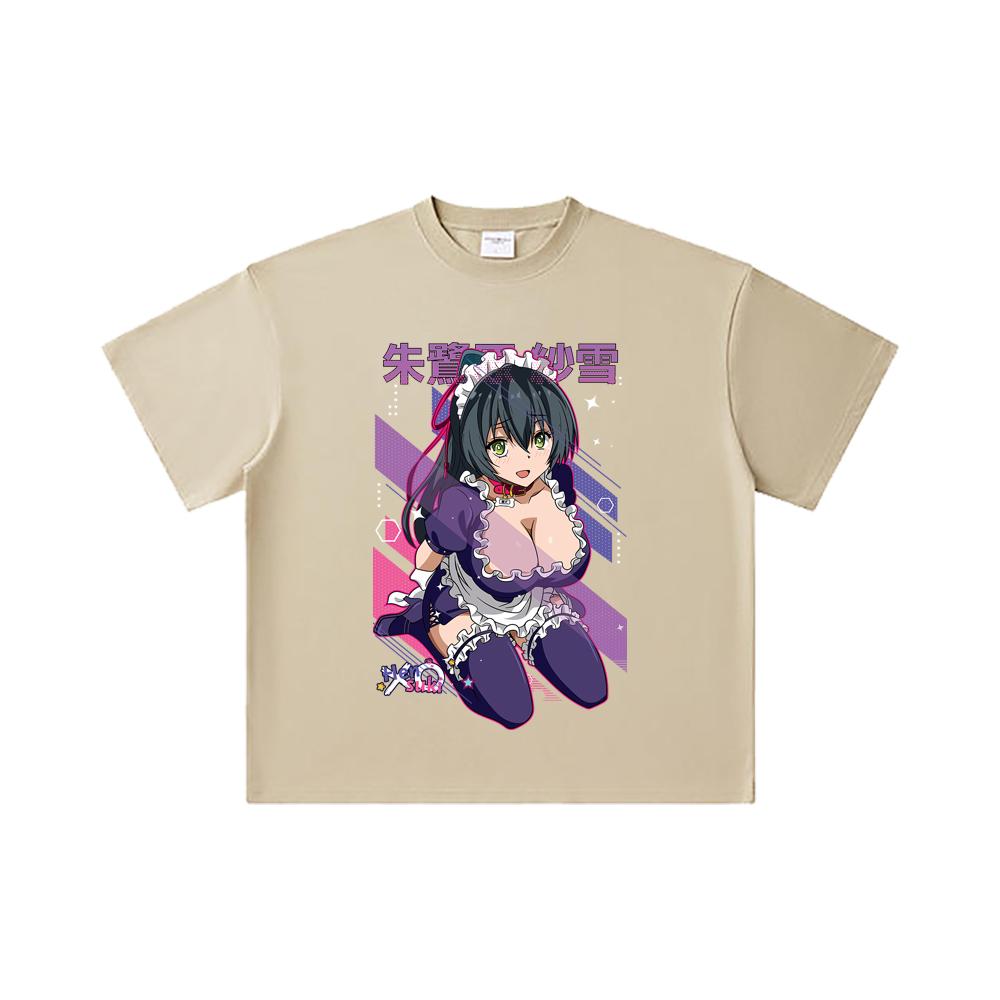 Хлопковая футболка унисекс Hensuki V1 Sayuki Print, 260 г/м², двойная пряжа, 32 счет, 100% хлопок, тяжелый хлопок