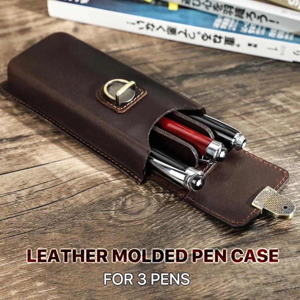 Handmade Genuine Leather Fountain Pen Case 3/5 Slots Fountain Pencil Organizer Office School Stationery Supplies