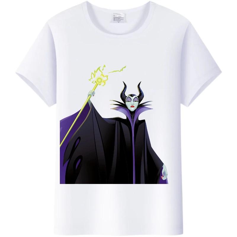 Vintage Cartoon Sleeping Beauty Summer Tee Villains Maleficent Tops White T-Shirts 90S Clothes Gothic Blouse Unisex