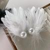 Ballet Style Feather Hair Clips Feather Side Hair Clips Gift Faux Pearl Hair Clips