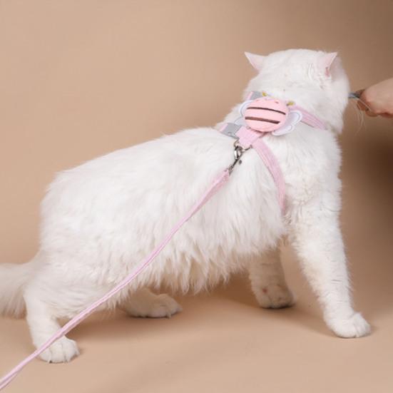 Набор поводков для кошек, регулируемый поводок с изображением пчелы из мультфильма для маленьких и средних собак, ошейник с защитой от побега для домашних животных, поводок для прогулок на свежем воздухе