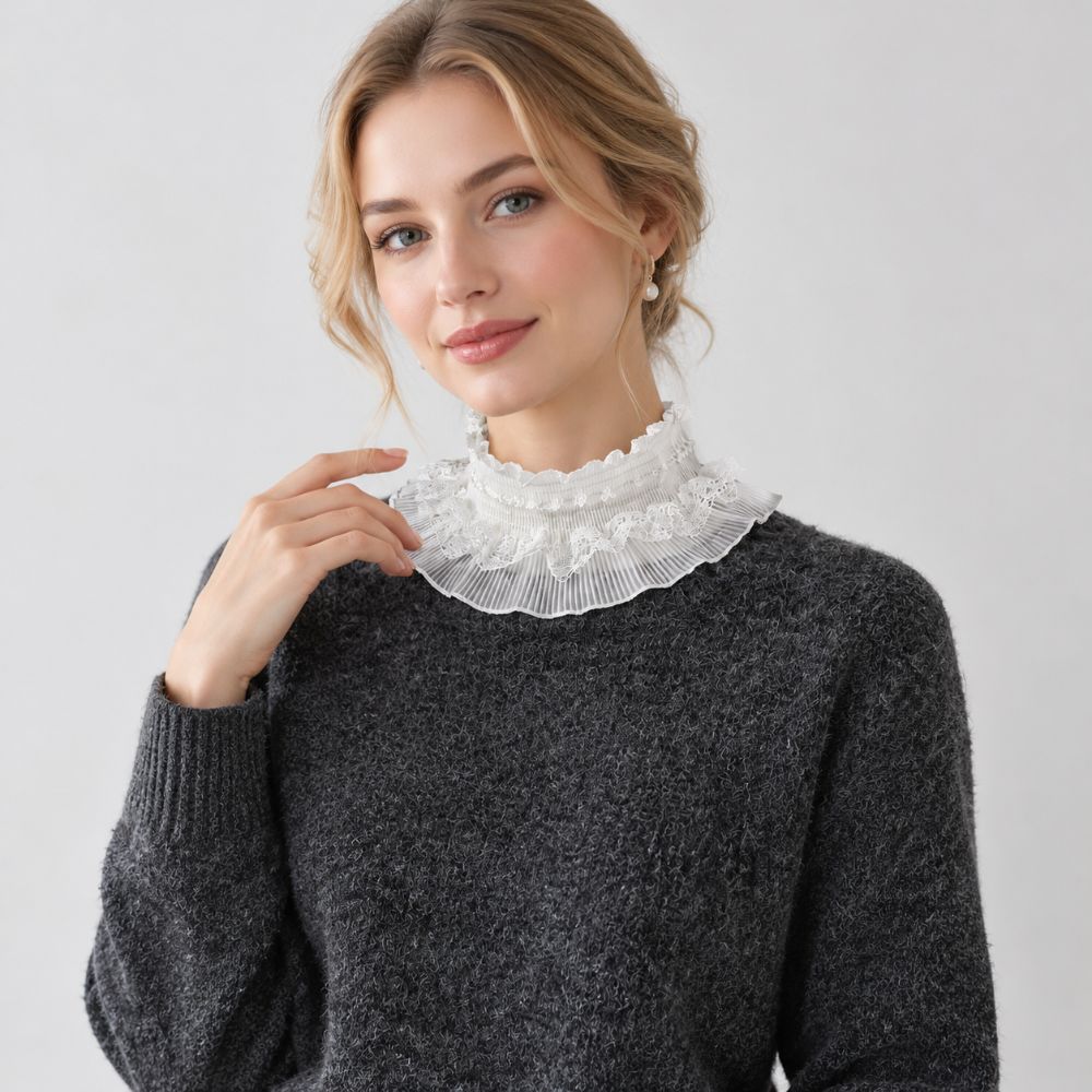 Ruffle Trim Lace Collar Detachable Wrist Cuffs Clothing Accessory Neck Ruffles Sweater Match