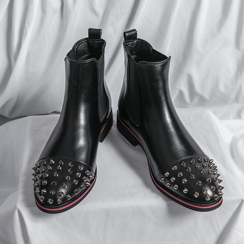 38~48 Мужские роскошные дизайнерские ботинки Chelsea Business Rivet Party Boots из натуральной кожи для мужчин, модная зимняя и осенняя обувь